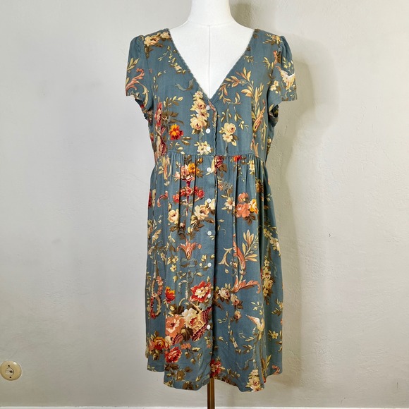 Denim & Supply Ralph Lauren Dresses & Skirts - Denim & Supply Ralph Lauren Dress Floral Button Front Women Size Large Blue Boho